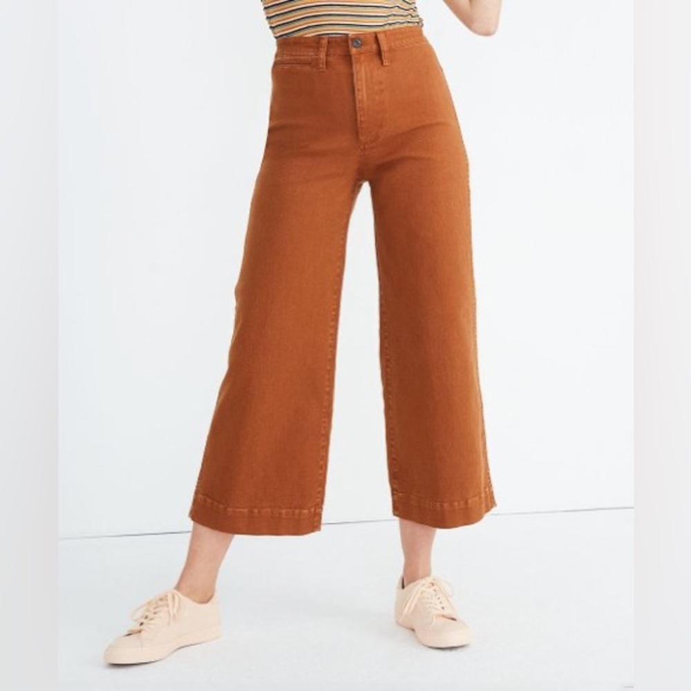 MADEWELL Slim Emmett Wide-Leg Crop Pants, Warm Coffee